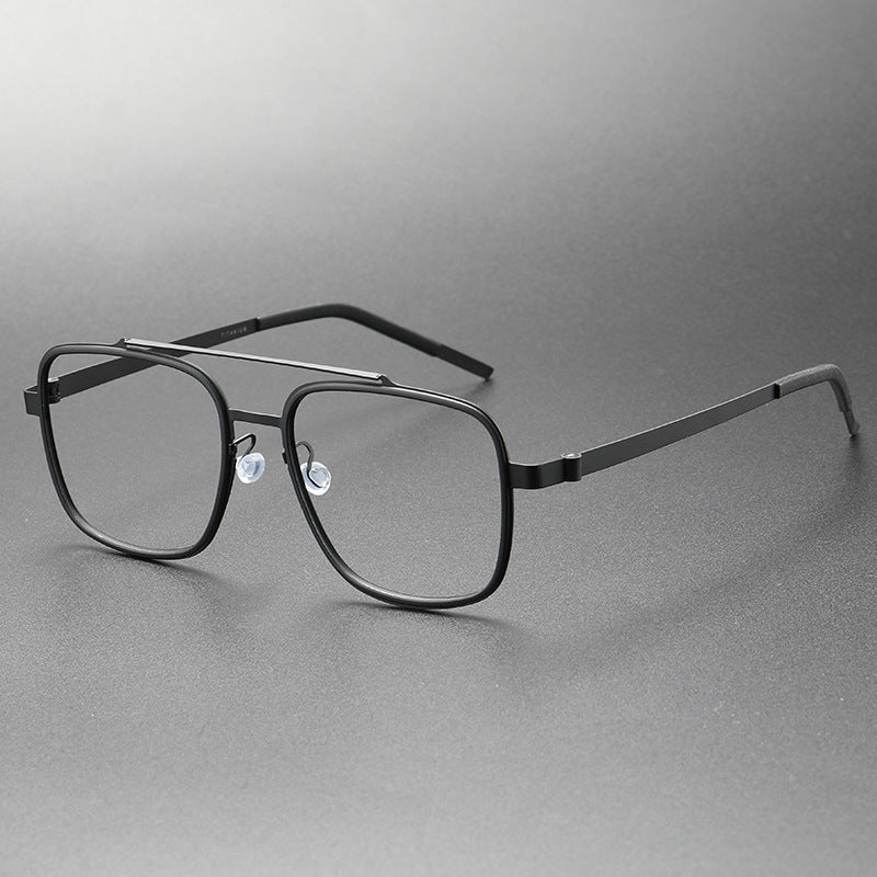 Double-bridge large square screwless welded eyeglass frame