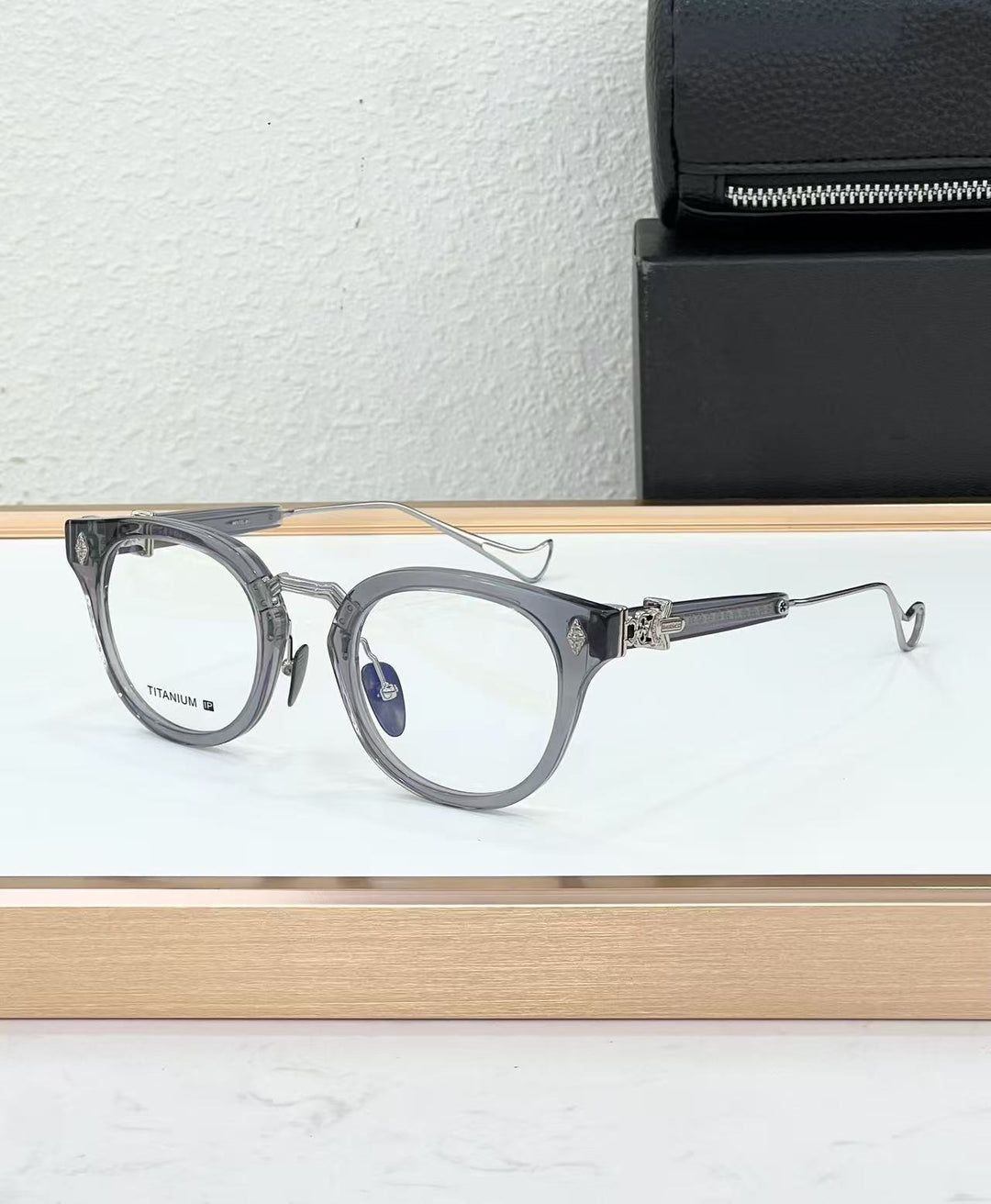 Chrome Hearts Big Sword Light Titanium Metal Oval Glasses