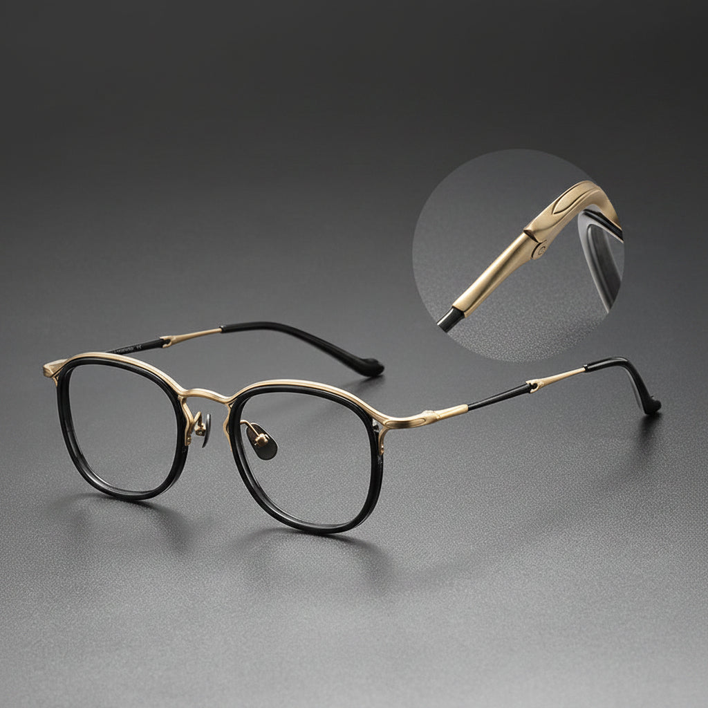 Retro Pure Titanium Acetate Round Frame Glasses