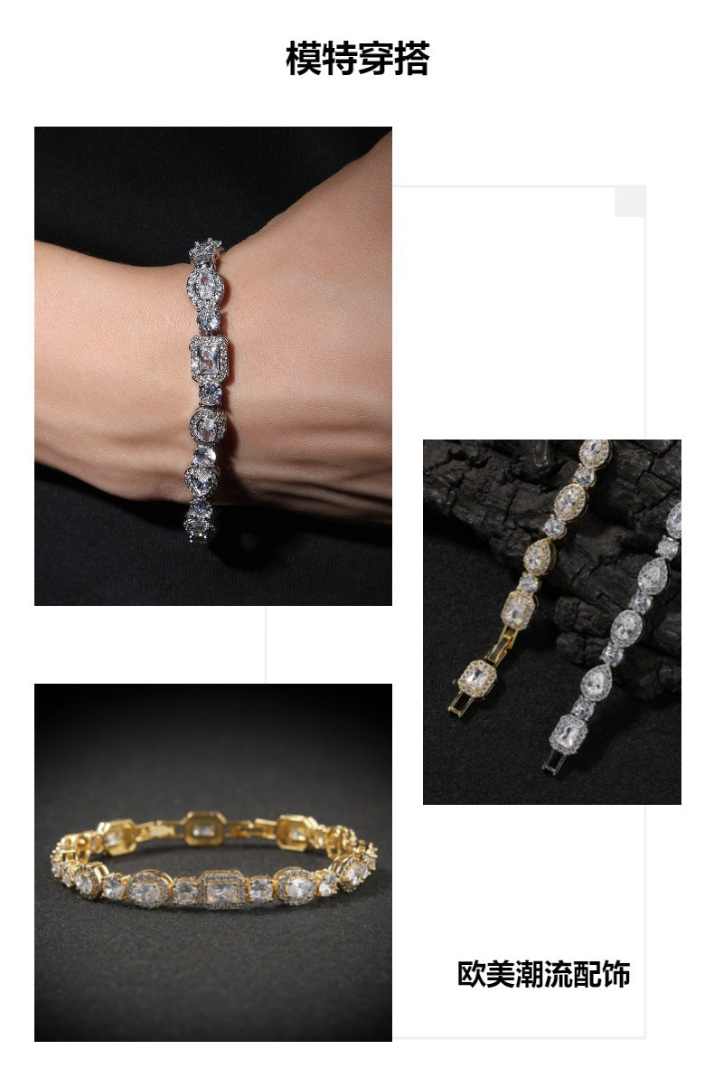 Geometric Zirconia White Diamond Bracelet
