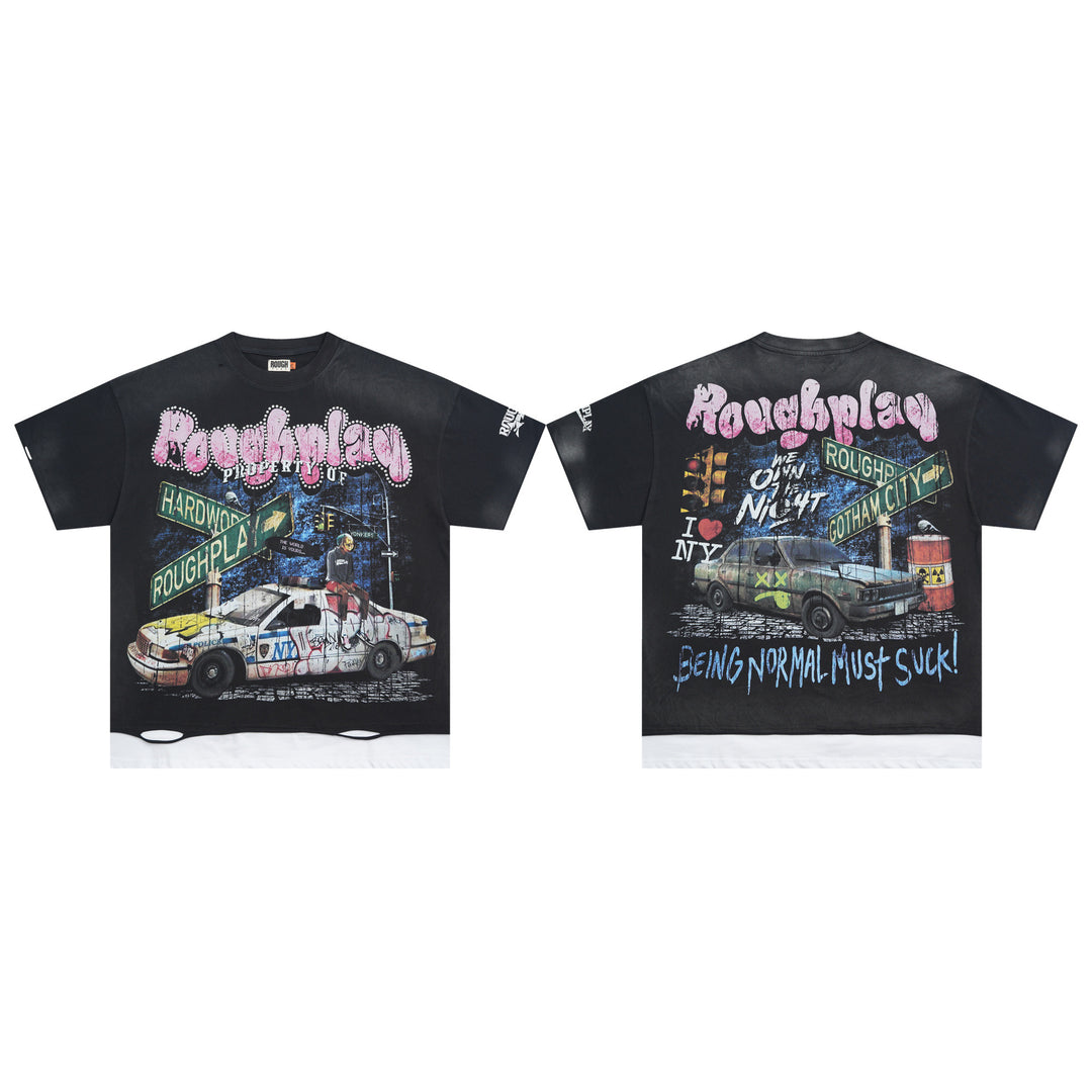 RoughPlay NYC Distressed, Ripped, and Sparkling Short-Sleeve T-Shirt
