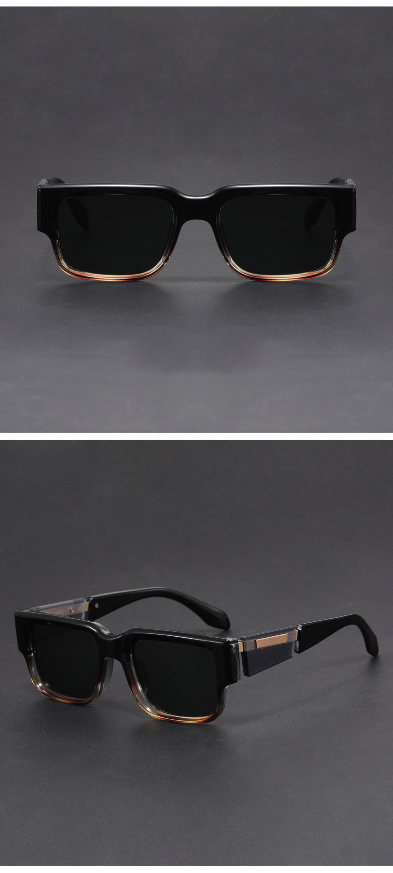 Rectangular narrow-frame niche unique thick-frame sunglasses