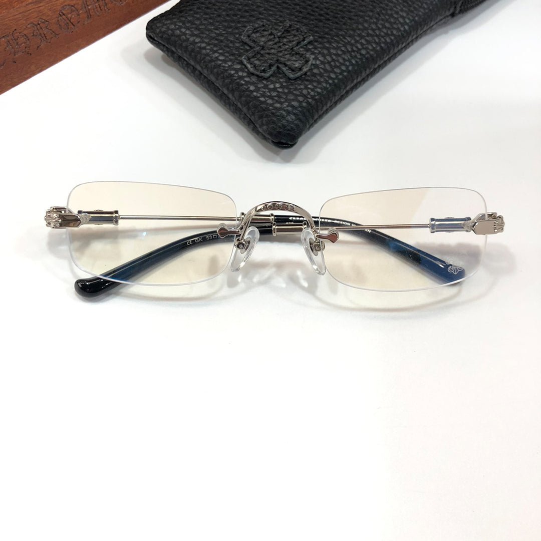 Chrome Hearts pure titanium square rimless eyeglass frames