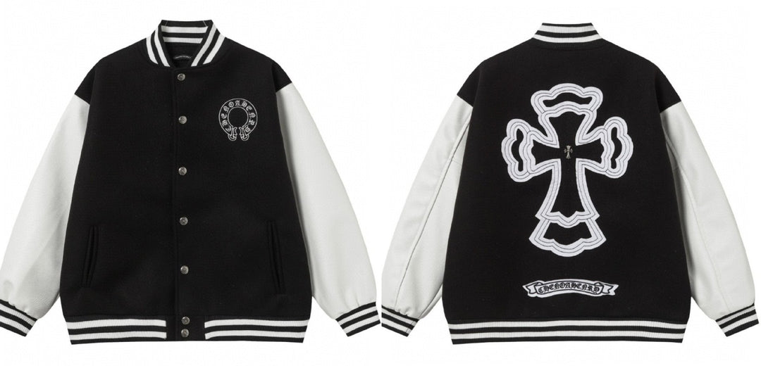 Chrome Hearts Embroidered Cross Baseball Jacket