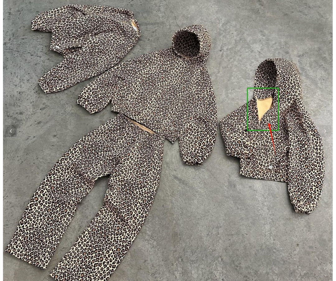 Leopard print, leaf print, snake print jacket and pants