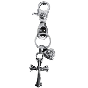 chrome hearts cross anchor heart-shaped dagger keychain