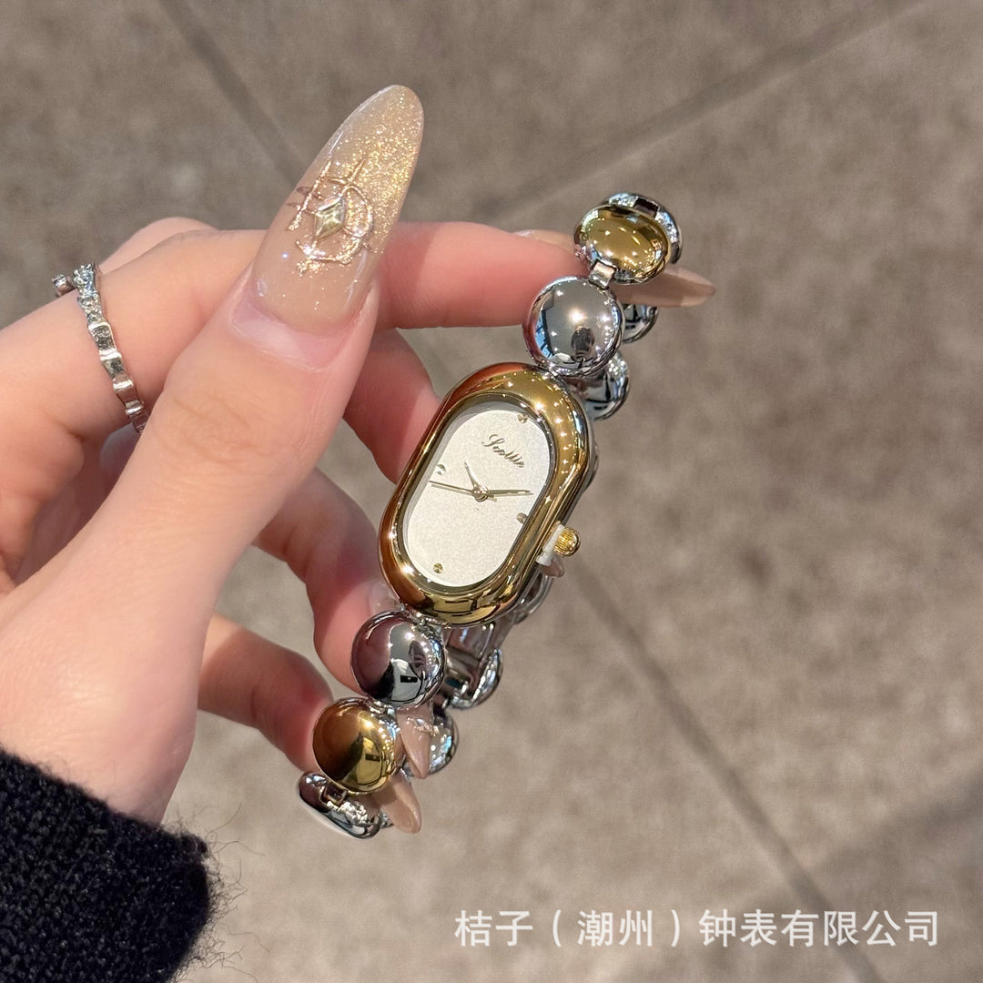 Steel Strap Oval Bracelet Watch