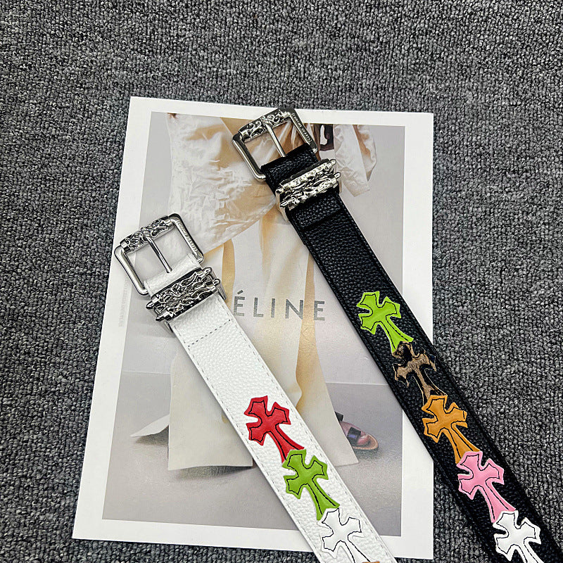 Chrome Hearts Leather pasted Roller type Hollow Vine Needle buckle Belt