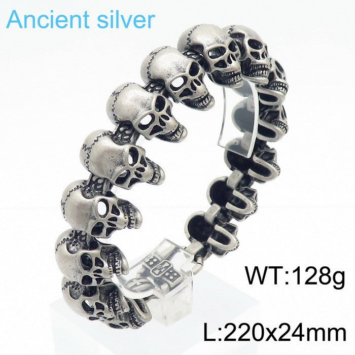 Hip-hop skull men's titanium steel bracelet