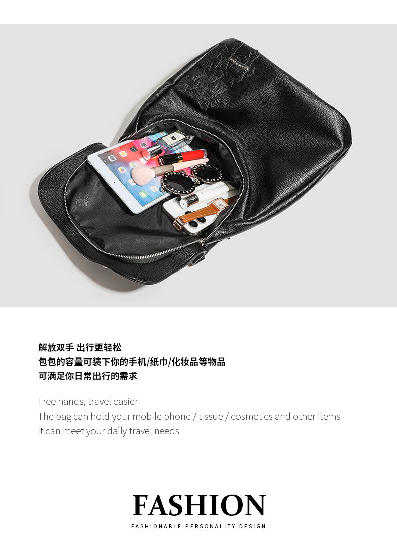 Chrome Hearts Cross Rivet PU Leather Backpack