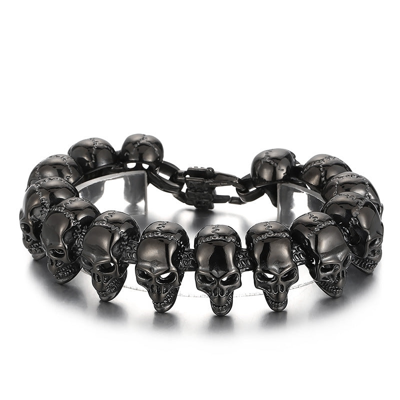 Hip-hop skull men's titanium steel bracelet