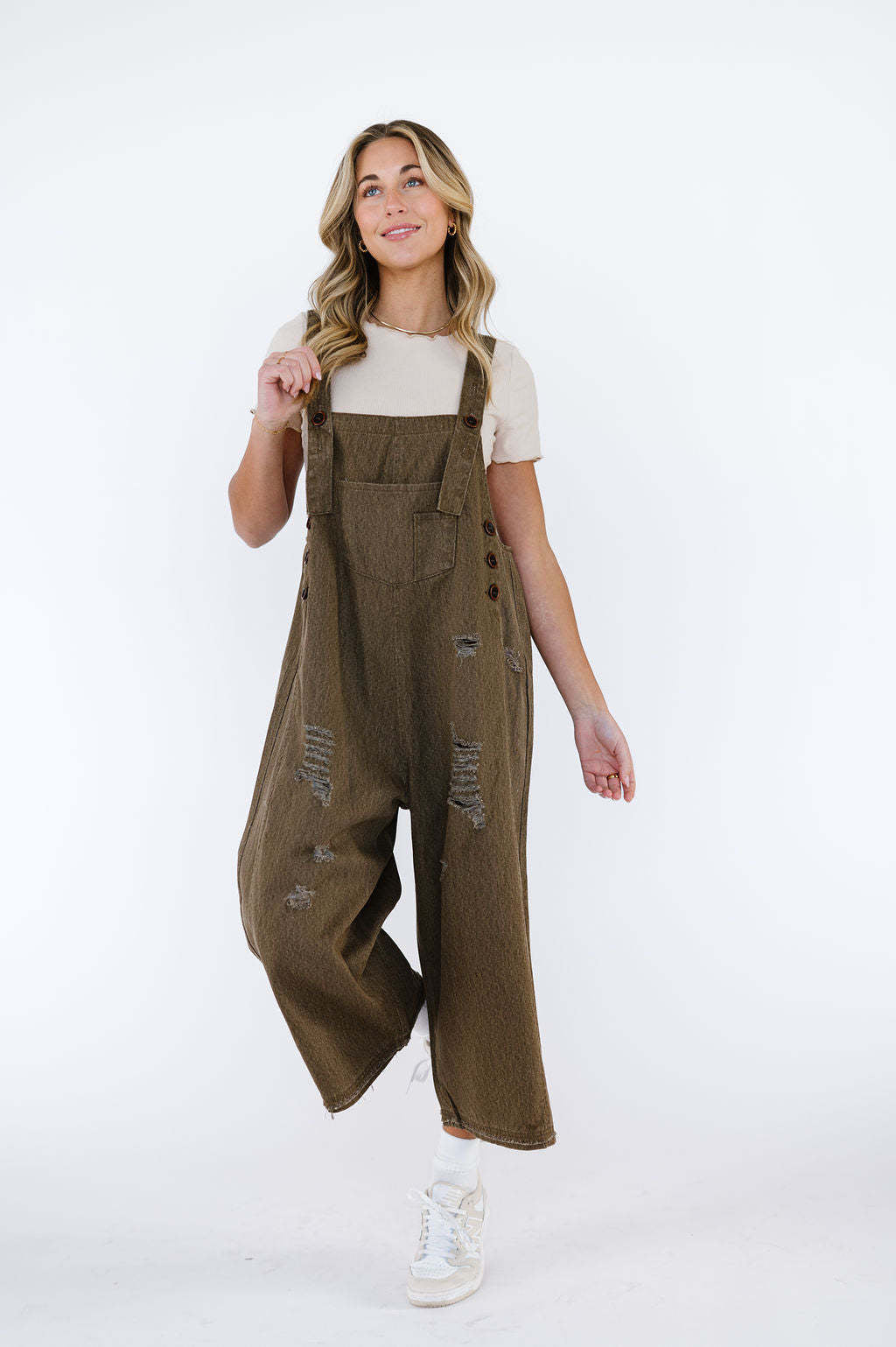 Vintage Distressed Ripped Loose-Fit Wide-Leg Denim Overalls