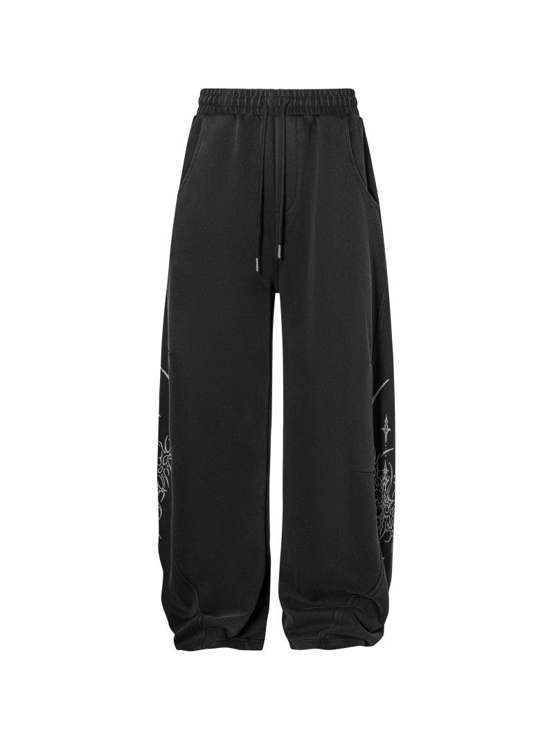 Hand-Painted Gradient Embroidered Sweatpants