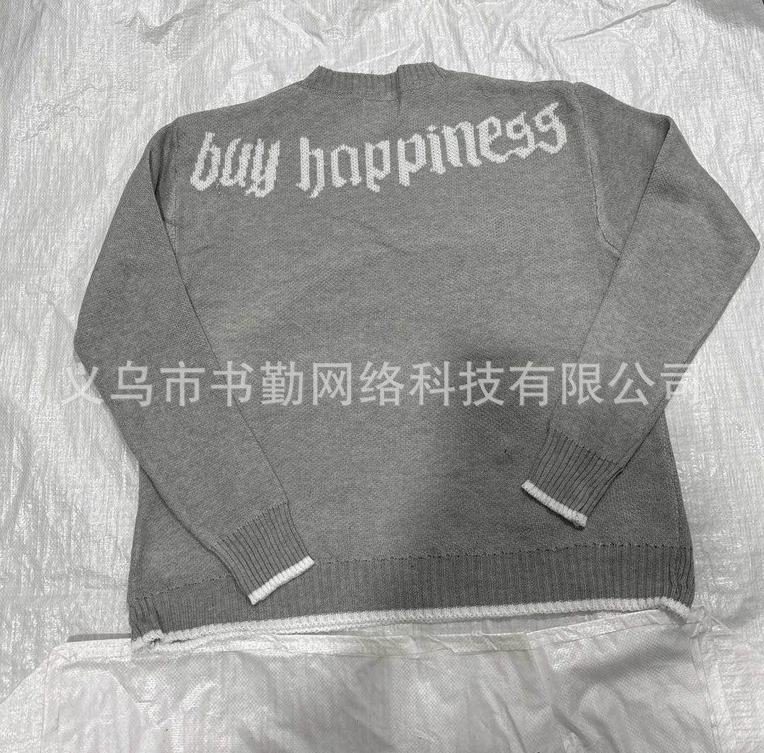 Embroidered crew neck sweater for men