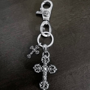 chrome hearts cross anchor heart-shaped dagger keychain