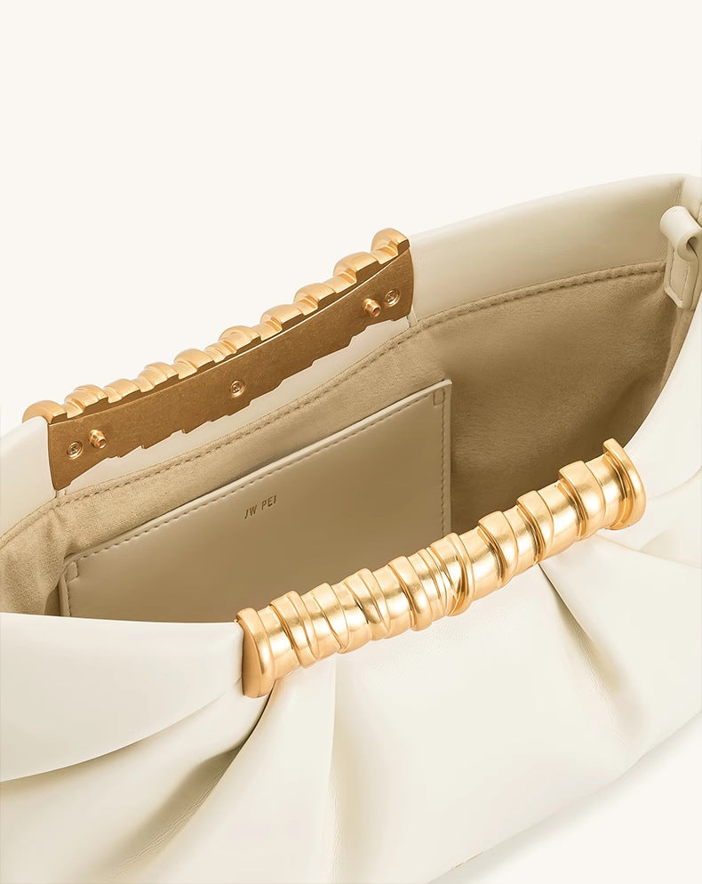Ruched Clutch with Metal Clasp