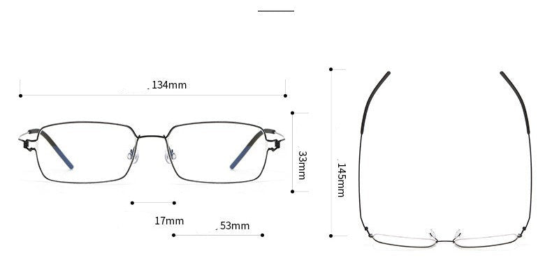 Screwless design square frame retro thin rimmed glasses