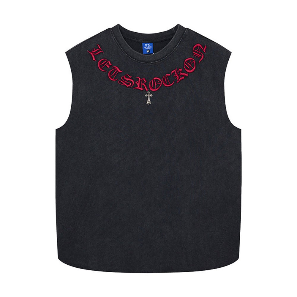Chrome Hearts gothic letter embroidery and cross vest