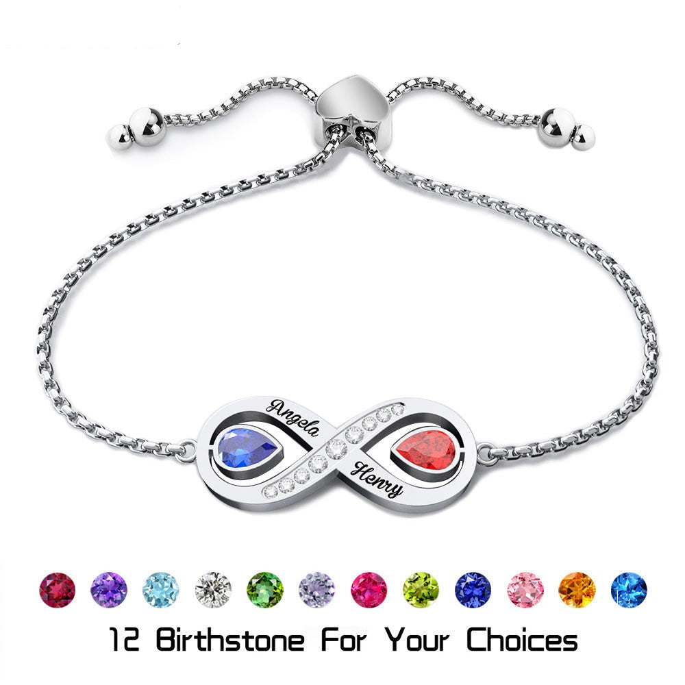 couple bracelet birthstone engraved bracelet