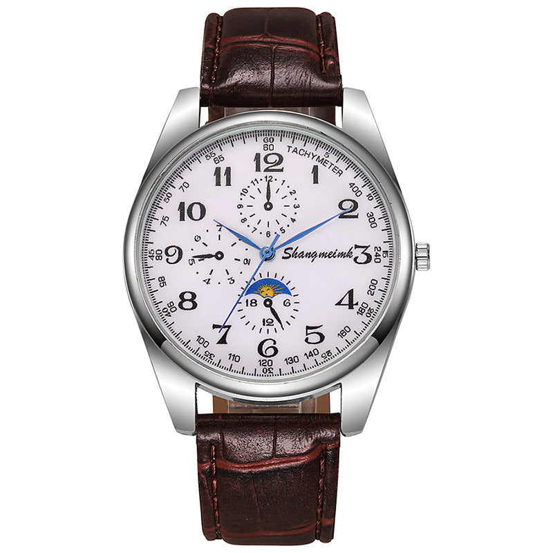 Leather strap quartz business watches