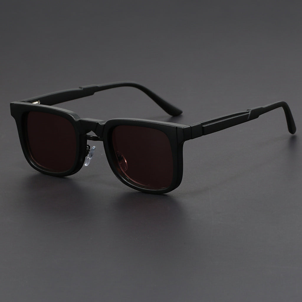Retro European and American Square Sunglasses with Spring Temples