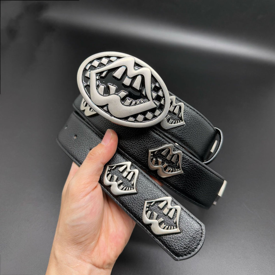Chrome Hearts Silver Lips Distressed Belt