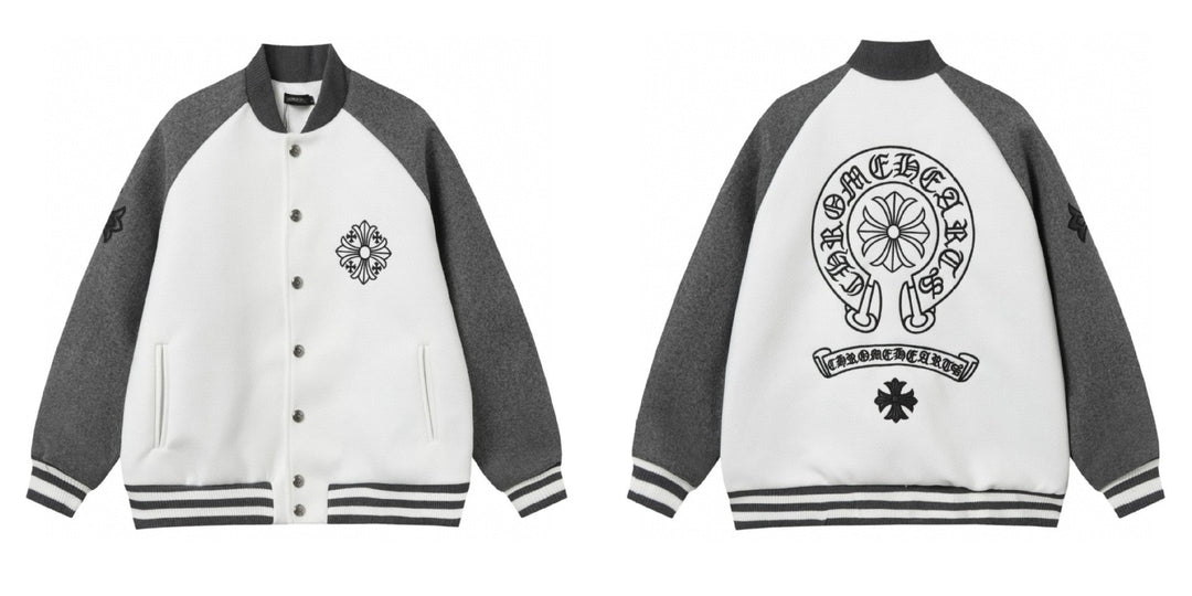 Chrome Hearts Embroidered Cross Baseball Jacket
