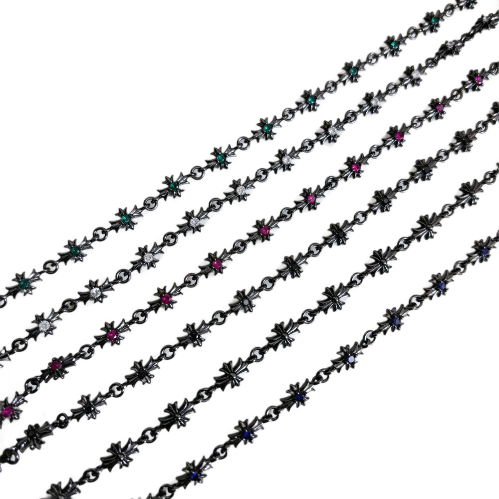 Chrome Hearts Black Gun finished Cross with Diamond inlaid Bracelet