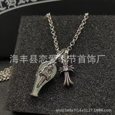 chrome hearts vintage old cross flower whistle holy sword pendant