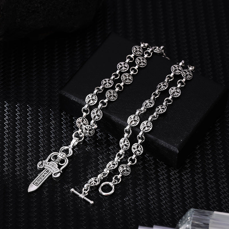 chrome hearts cross ball chain dagger necklace