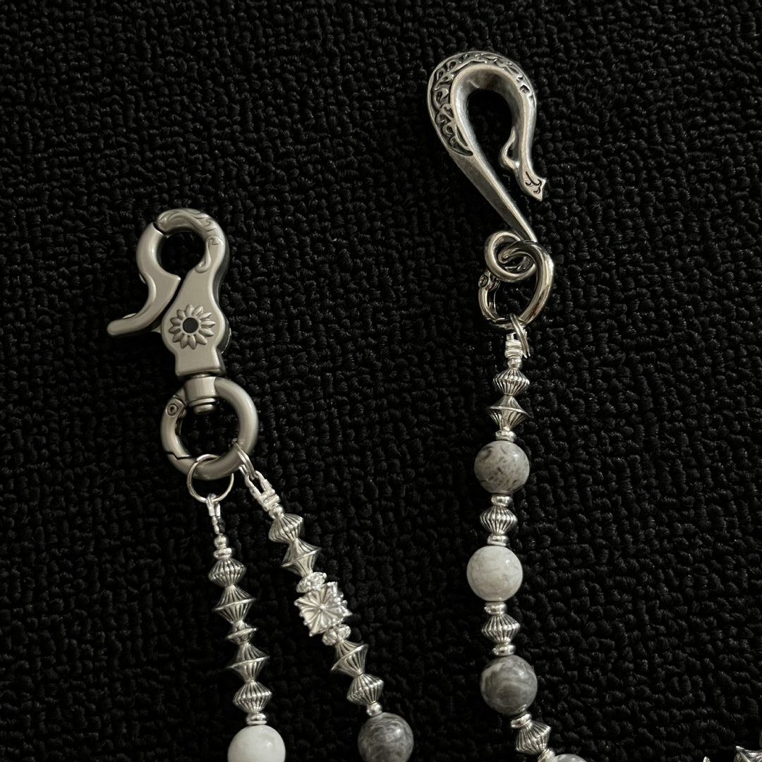 White and Grey Vintage Beaded Handmade Pants Chain