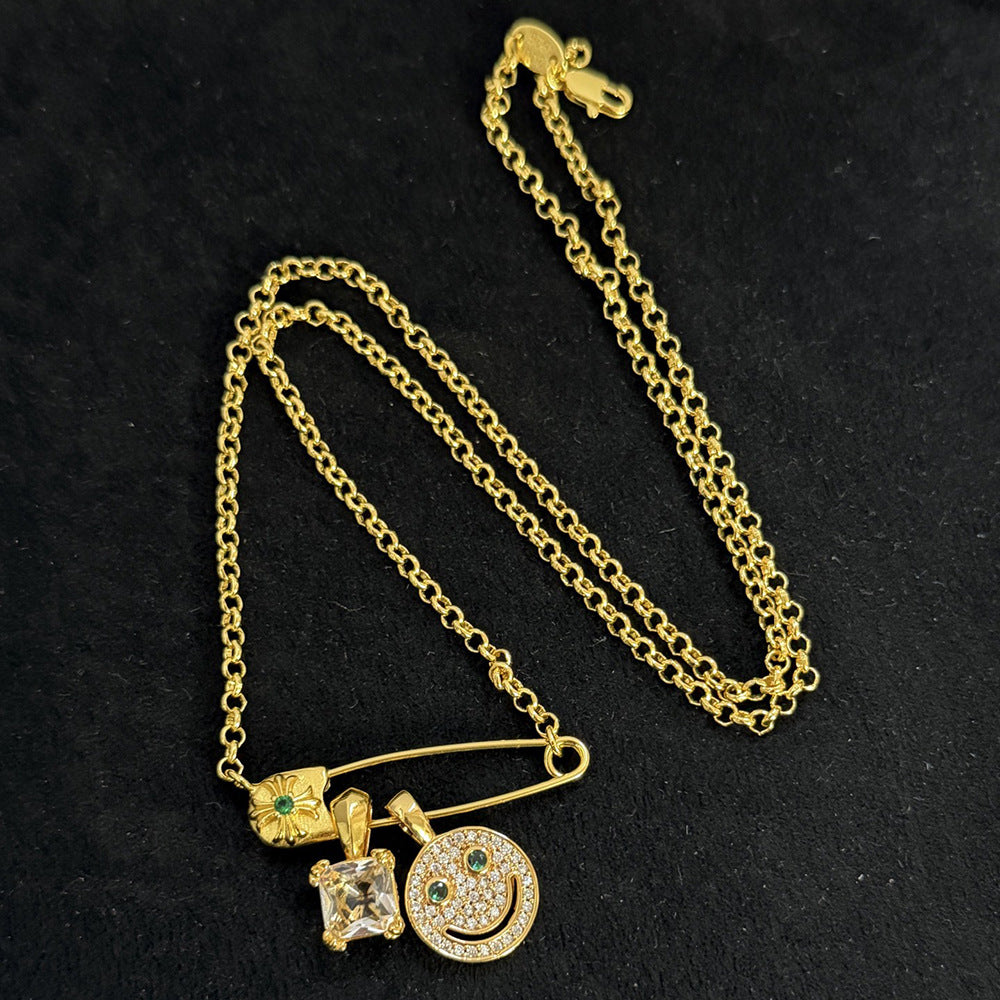 Chrome Hearts Diamond-Encrusted Smiley Face Sugar Cube Pendant