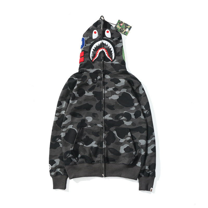 BAPE Shark camouflage hooded cardigan jacket