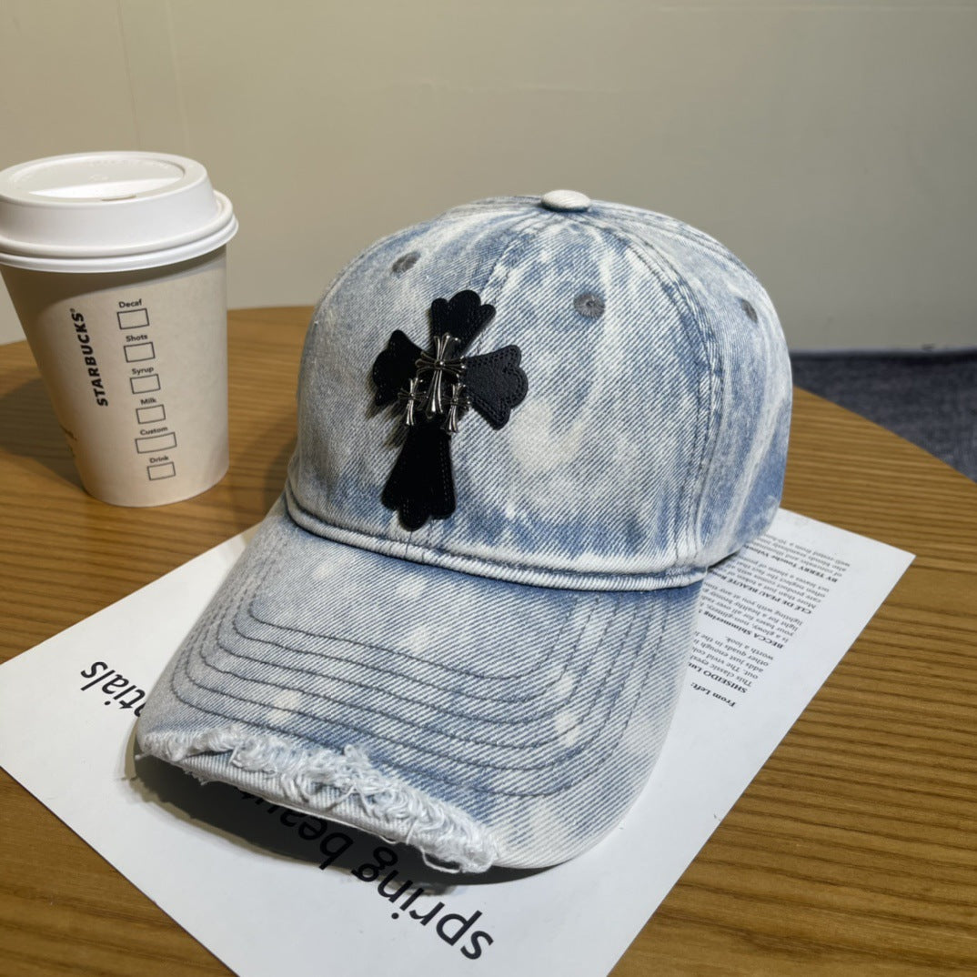 Chrome Hearts Ripped Denim Baseball Cap