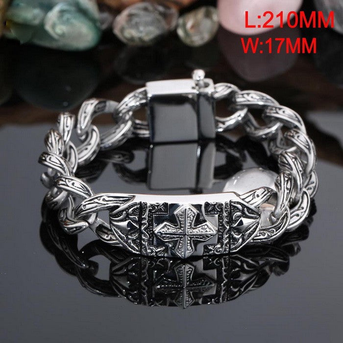 Titanium Steel Bracelet with Cross Pattern
