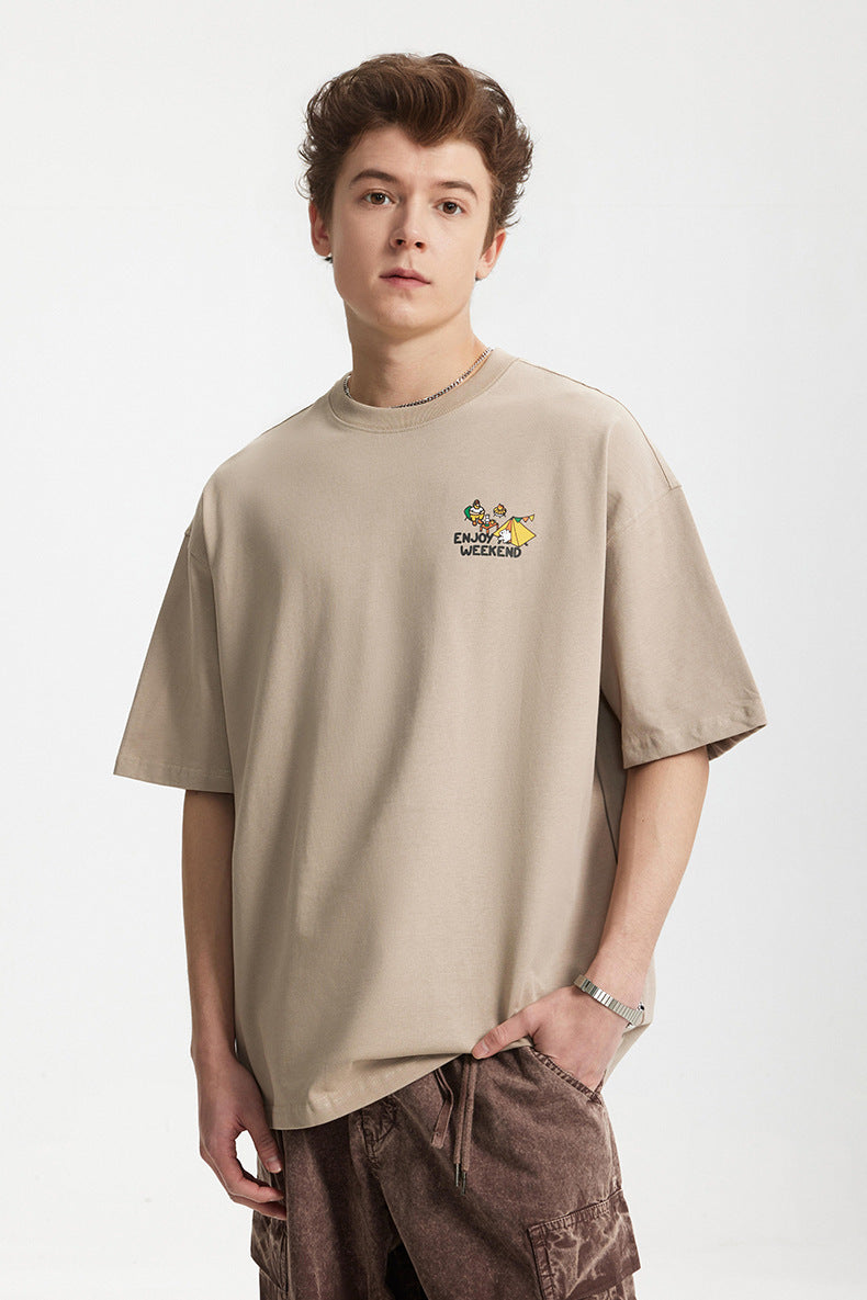 Camping Printed T-Shirt, Loose Fit, Short-Sleeve T-Shirt