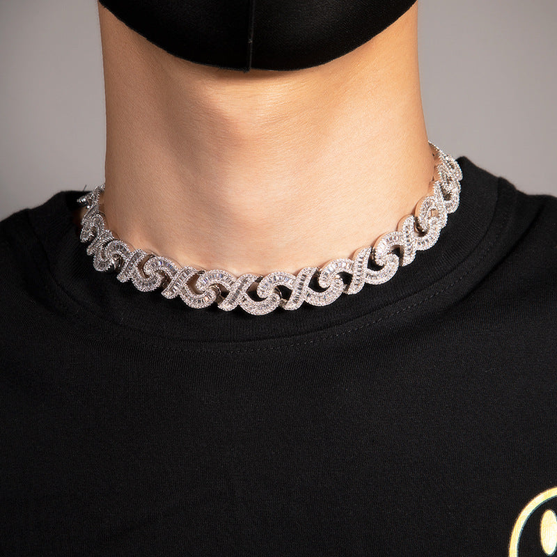 Geometric "T" & Infinity 15mm Diamond-Encrusted Cuban Chain