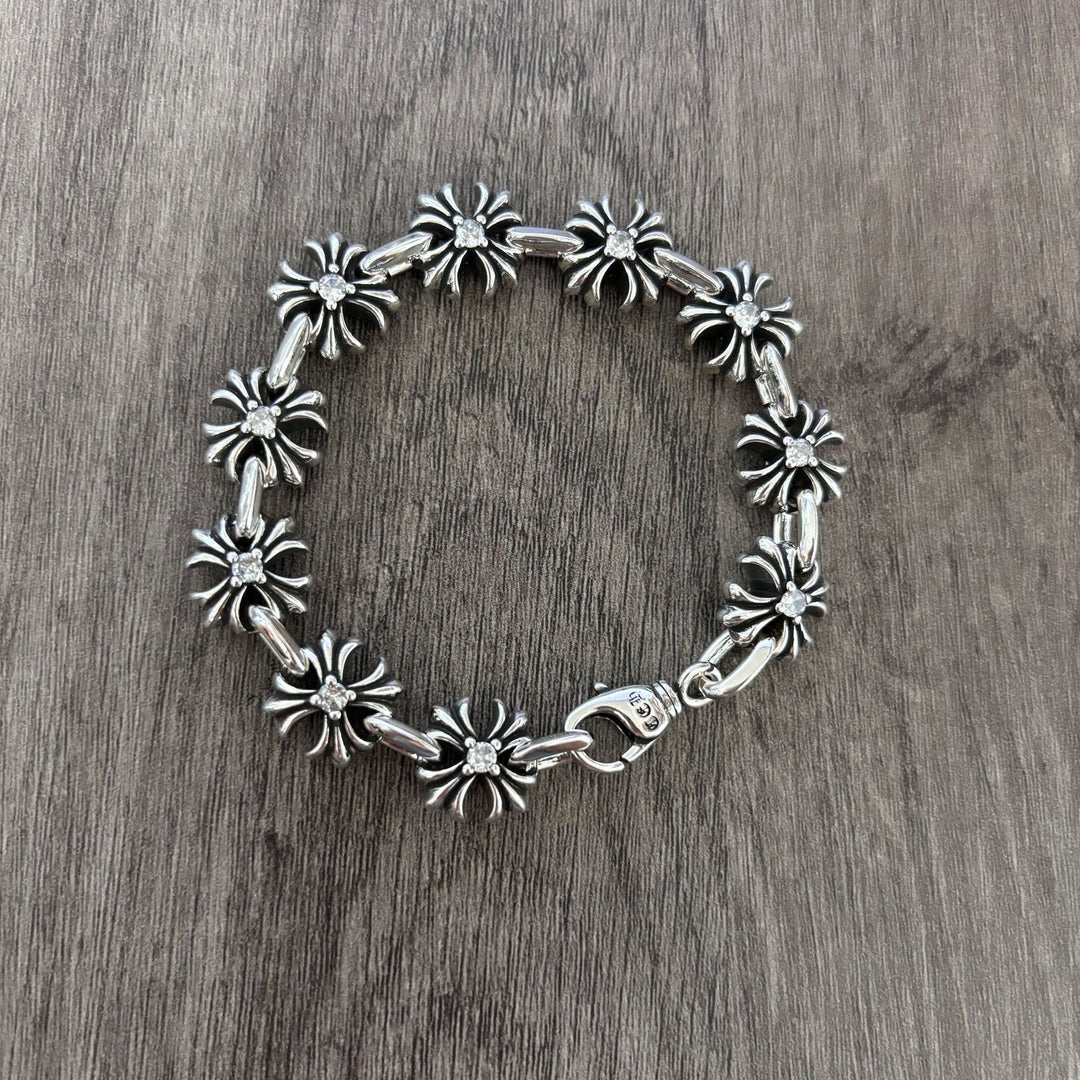 Chrome Hearts Cross Flower Fishhook Buckle Diamond inlaid Bracelet