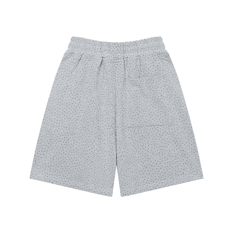 Sp5de five-inch shorts with full-on rhinestone hot-fix design