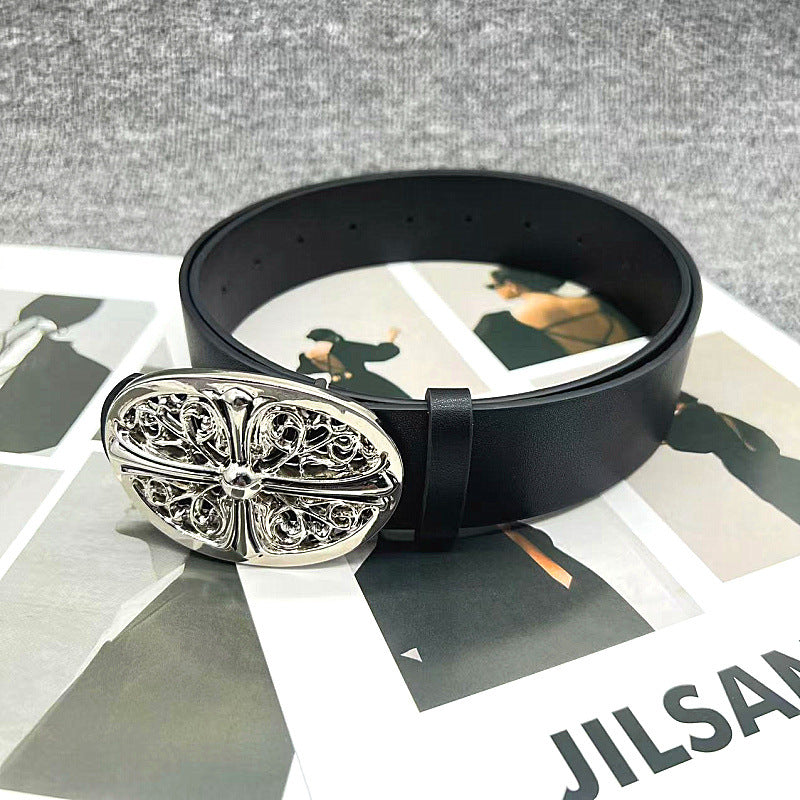 Chrome Hearts Cross Buckle Embossed Belt