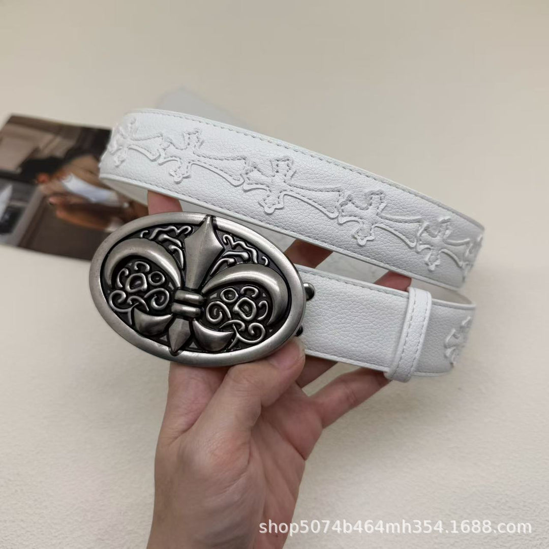 Chrome Hearts Cross-Motif Classic Leather Belt
