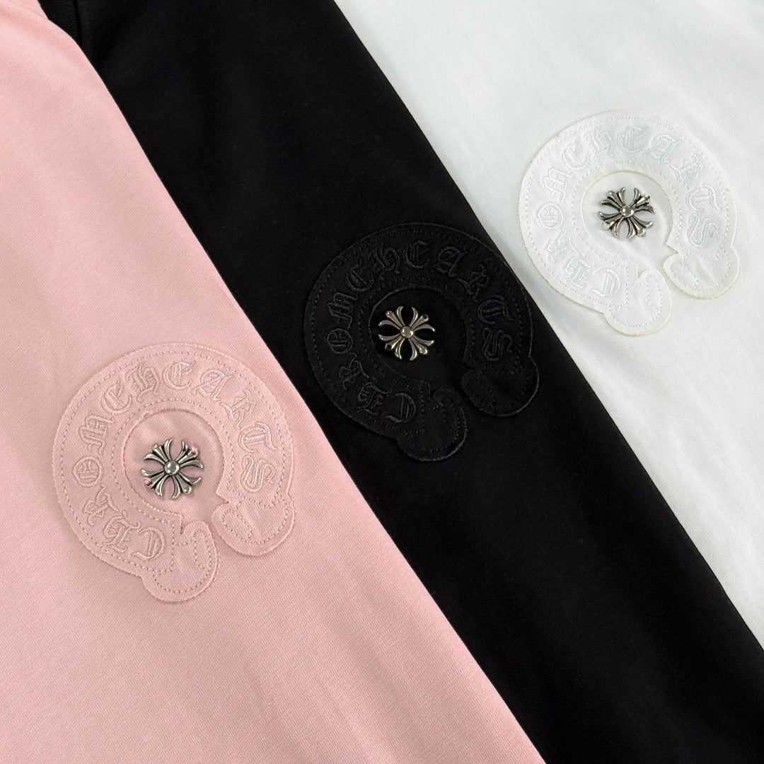 Chrome Hearts heavy-duty cross-stitch embroidery T-shirt