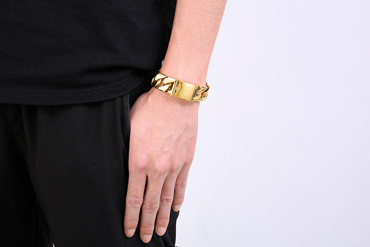 Thin 20mm Cuban chain stainless steel bracelet