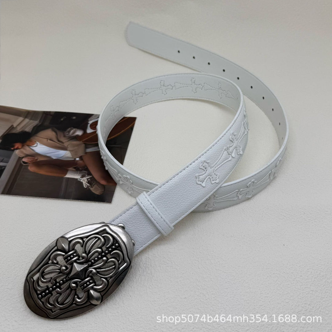 Chrome Hearts Cross-Motif Classic Leather Belt