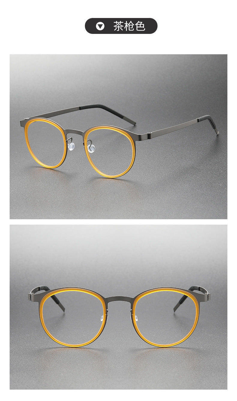 retro Screwless round frame glasses