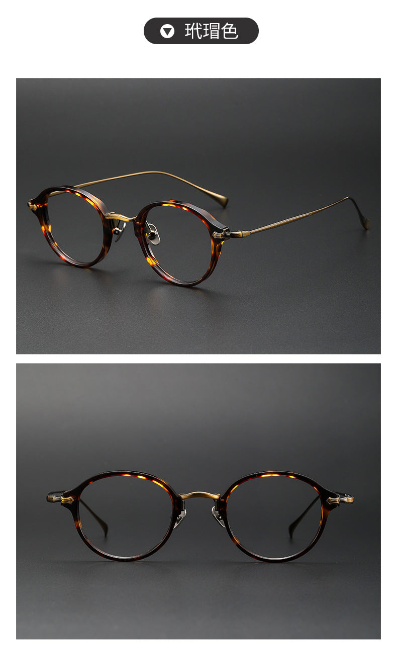 Candy Colors Tortoiseshell Round Titanium Eyeglasses