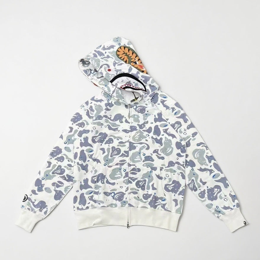BAPE Shark camouflage hooded cardigan jacket