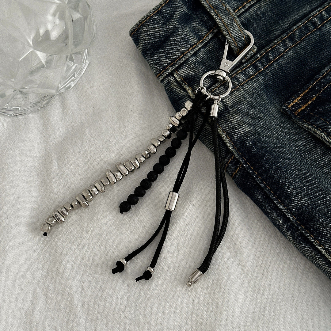 Volcanic Stone Tassel Beaded Keychain