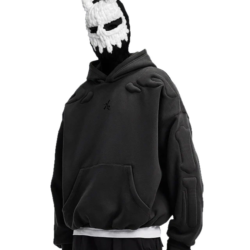Skeleton Embroidery Hooded Sweatshirt