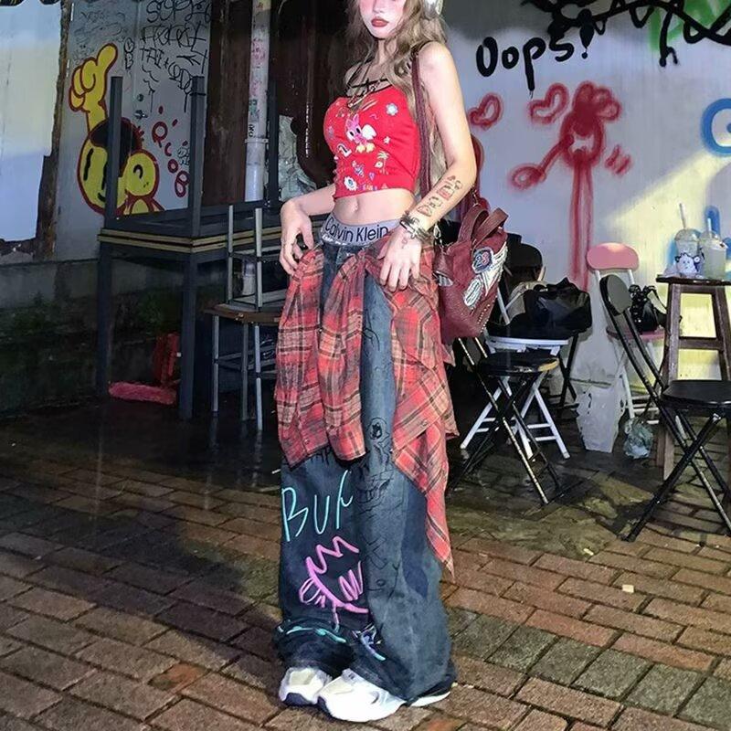 Graffiti-Print Straight-Leg Loose-Fit Jeans